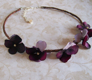 Grapevine and Purple Hydrangea Flower Headband. Customize to Your Wedding Colors.