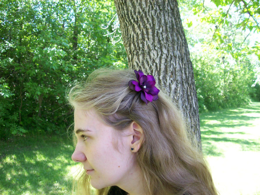 Purple Wedding Hair Flower Bridesmaids Brides Dark Purple Flower Hair Pin Flower Girl Made to Order